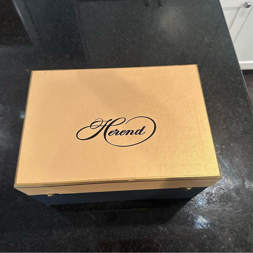 Luxury Herend Presentation/Gift Box - Gold & Navy Blue - Certificate Included
